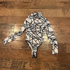 Avid Love Black and Tan Geometric Bodysuit